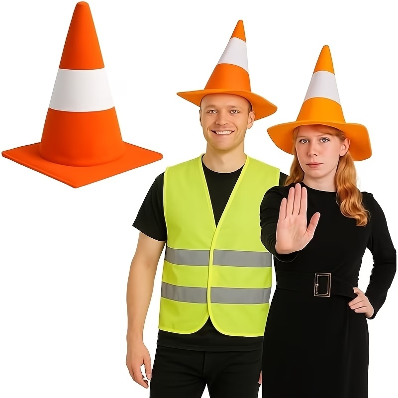 Party Hat Cone - 접이식 교통 콘 모양 모자 재미있는