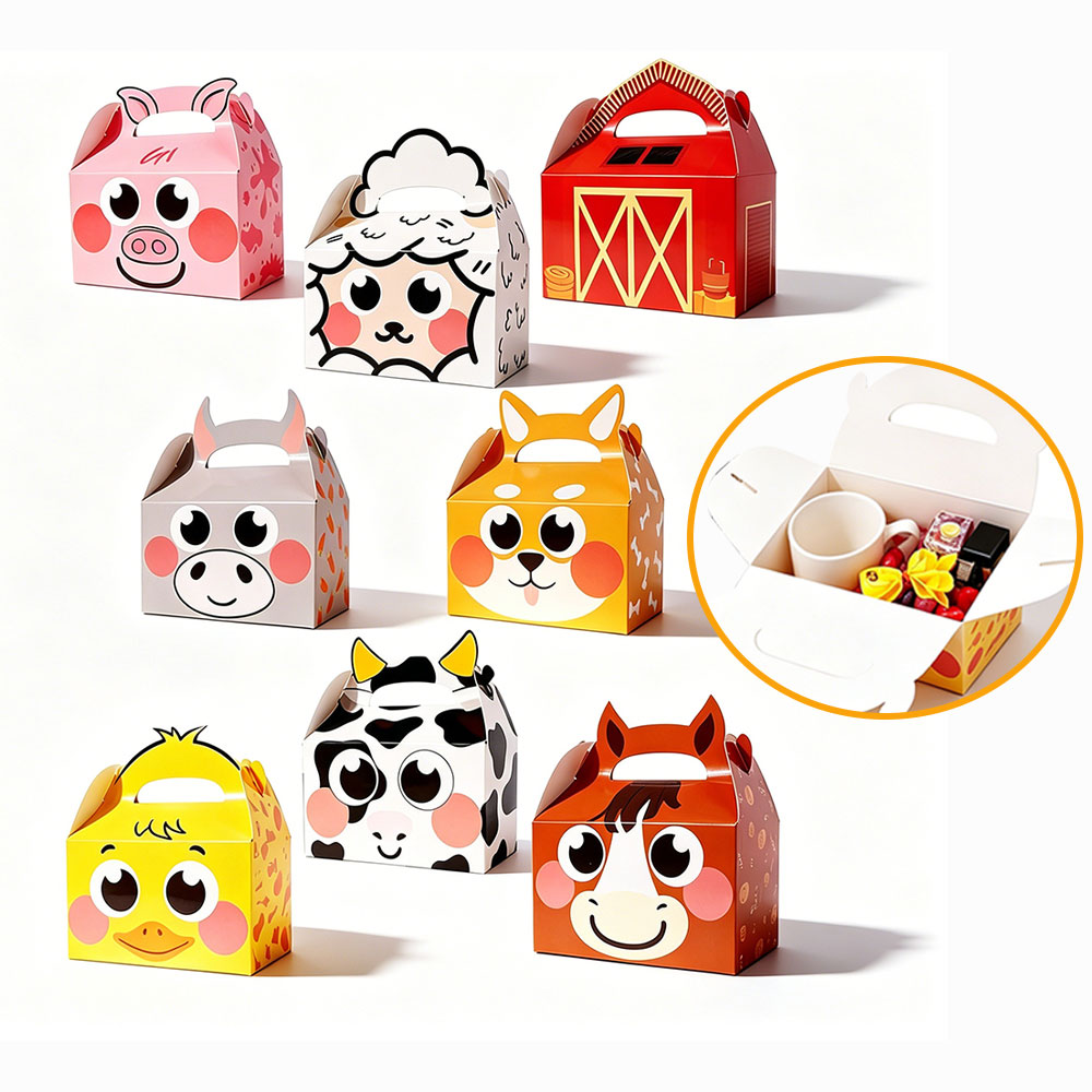 Event Party Box - 8개/16개/24개 세트의 귀여운 농장 동물 테마