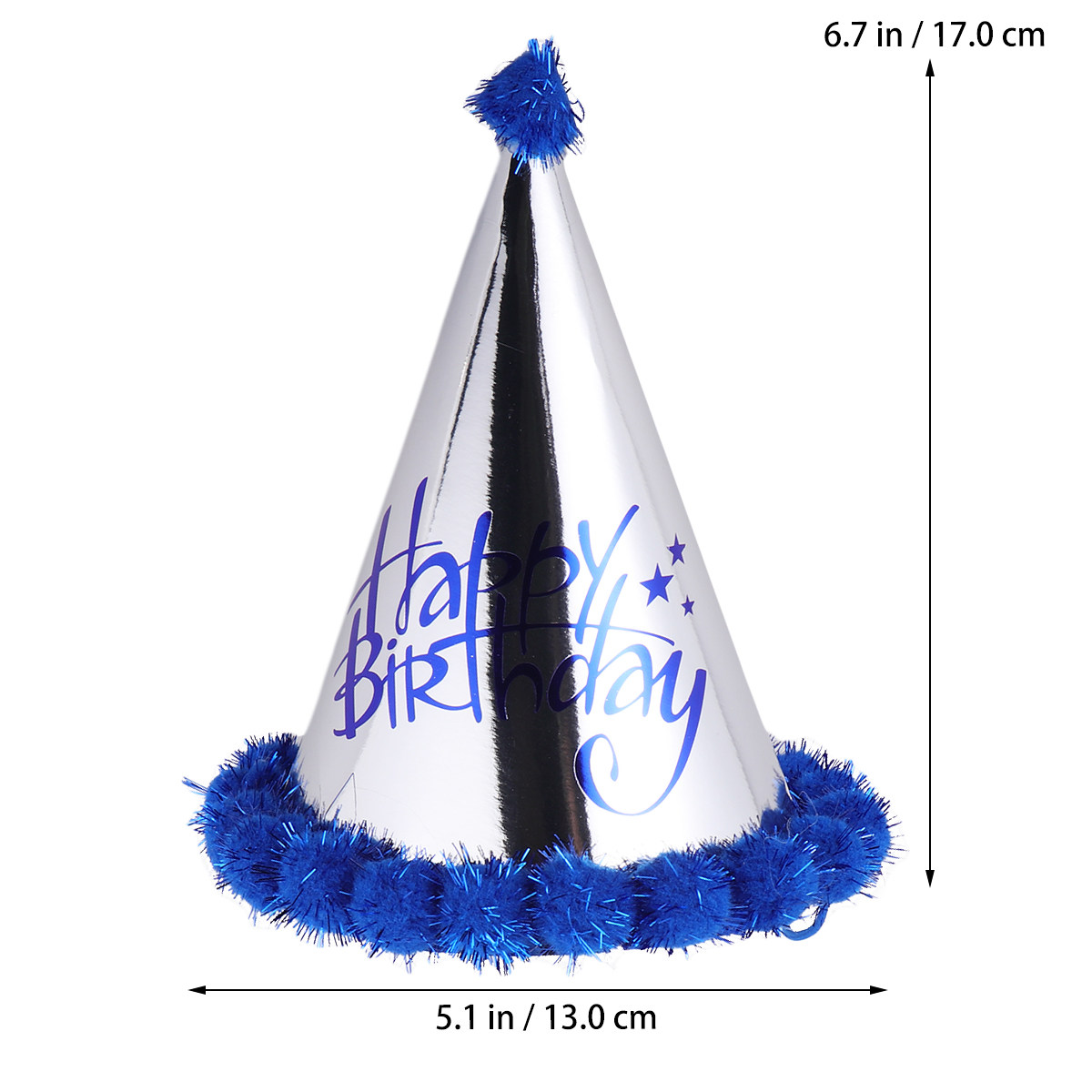짙은 파란색 반짝이는 종이 폼폰 장식 생일 모자 5개  - Party Hat Cone 리뷰 및 가격